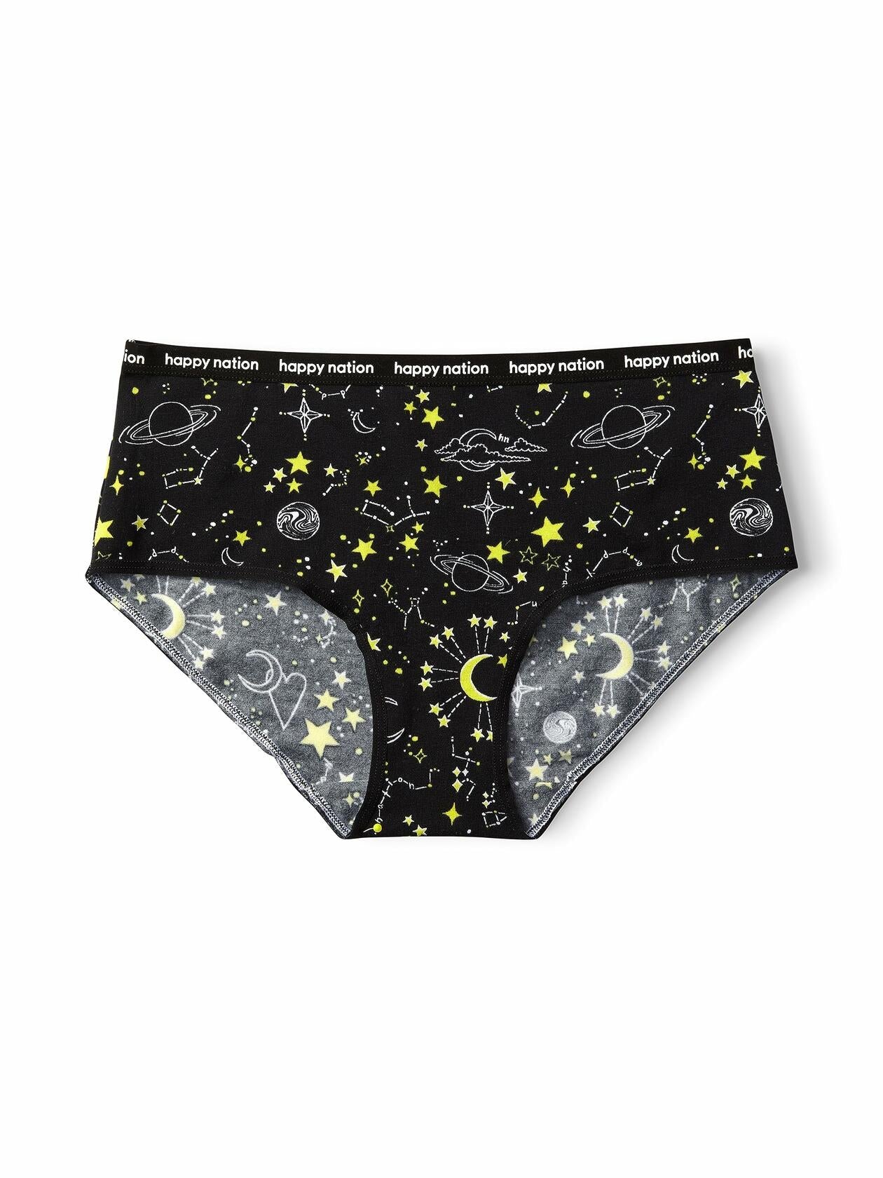 Happy Nation Girls Cotton Logo Brief Underwear Black Size L