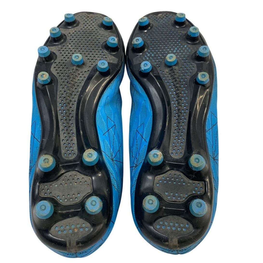 Brooman Boys Size 4 Blue Black Cleats Lace Up Round Toe Soccer Athletic Shoes