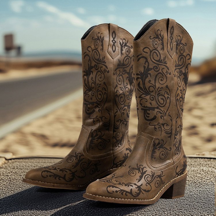 Embroidered Knight Boots for Women