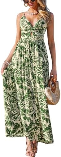 Sundresses - CUPSHE Women's Maxi Dress Floral Print Twisted V Neck Sleeveless Long Dress Summer Casual Dress