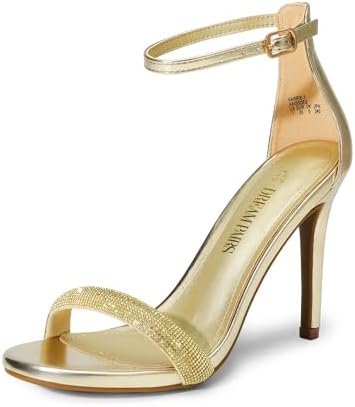 Women's Floral Ankle Strap Stiletto Heeled Sandals – Open Toe Dressy Party Shoes