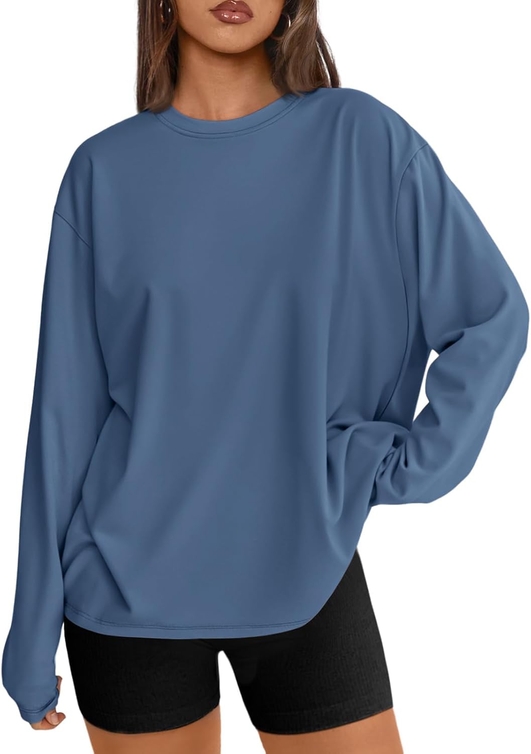 Women's Oversized Long Sleeve T-Shirt Casual Crewneck Basic Tee