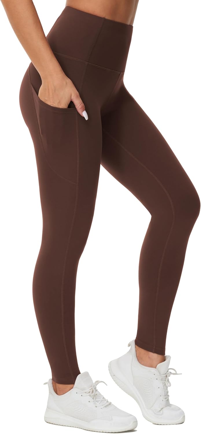 Women's High Waisted Yoga Leggings with Pockets - Thick Tummy Control Workout Pants