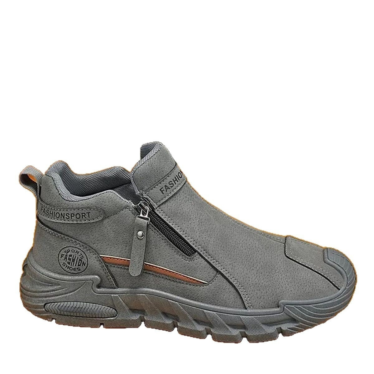 Men's Slip-Resistant Work Shoes - Versatile Zipper Workwear Footwear with Non-Slip Rubber Sole