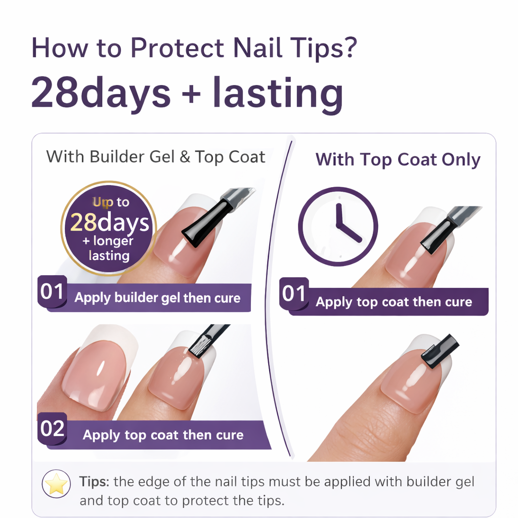 Salon-Style French Tip Press-On Nails - Coffin #033
