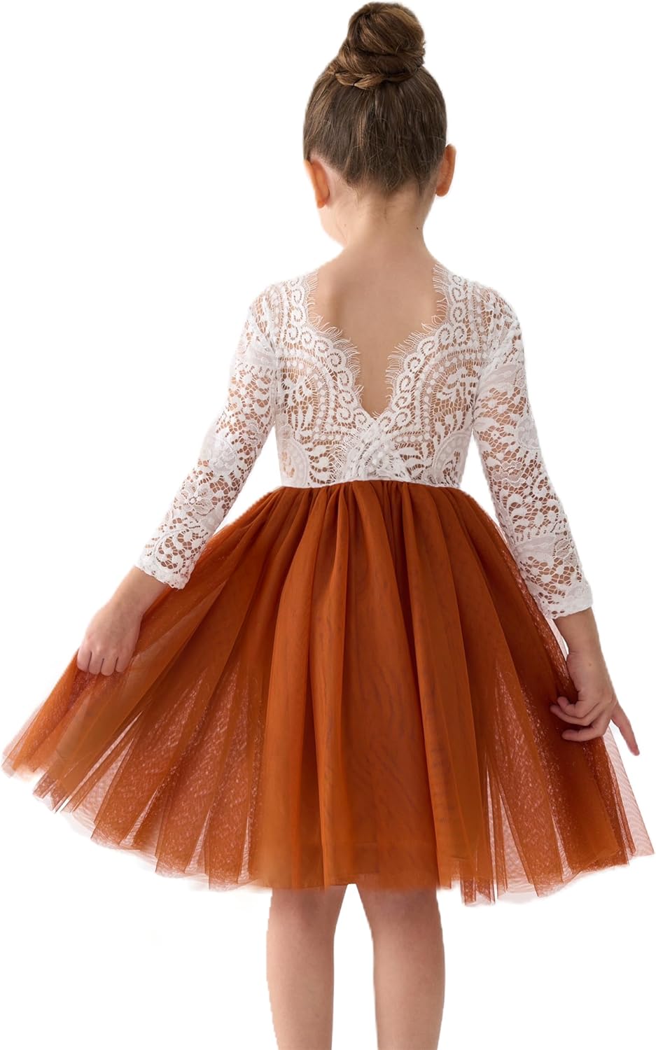 Girls Tulle Flower Girl Dress - Lace Back A-Line Party Dress