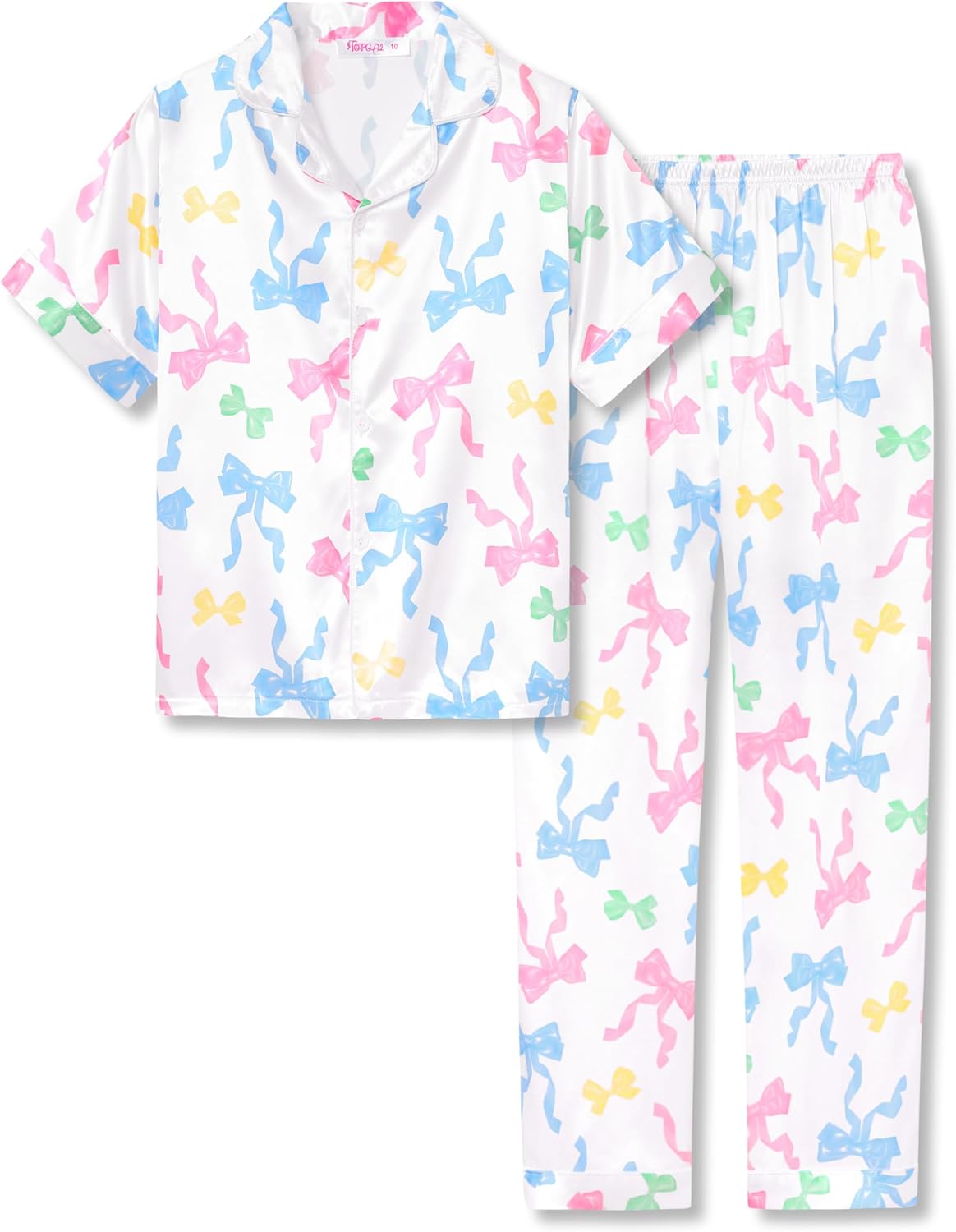 Girls Satin Pajama Set - Silky Button Down PJ with Shorts Size 6-16