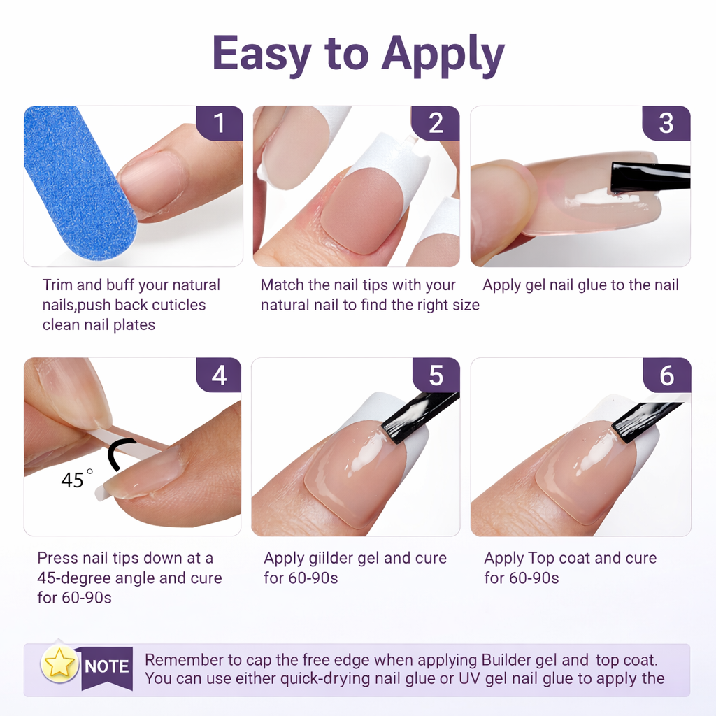 Salon-Style French Tip Press-On Nails - Coffin #038