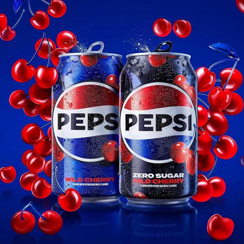 Pepsi Zero Sugar Cola Soda, Wild Cherry, 12 Fl Oz Cans (Pack Of 12)