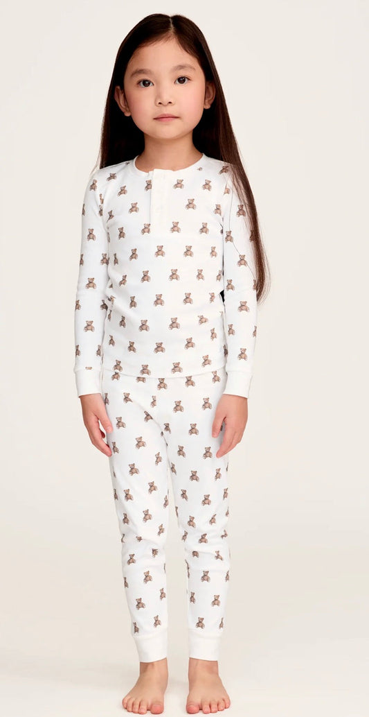 Petite Plume - Kid's Pima Snug Fit Pajama Set in Teddy Tales