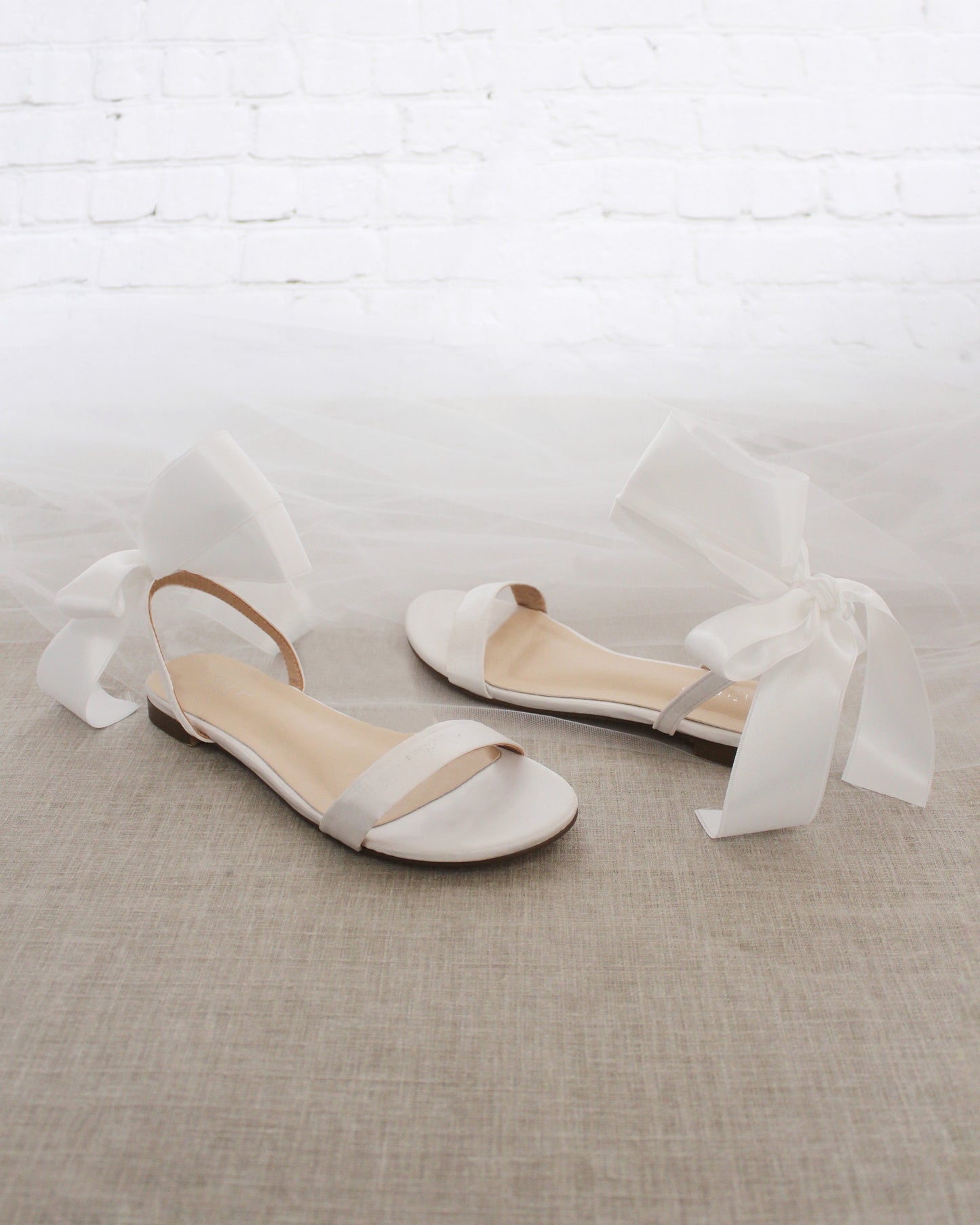 Girls Satin Flat Sandal with Wrapped Satin Tie