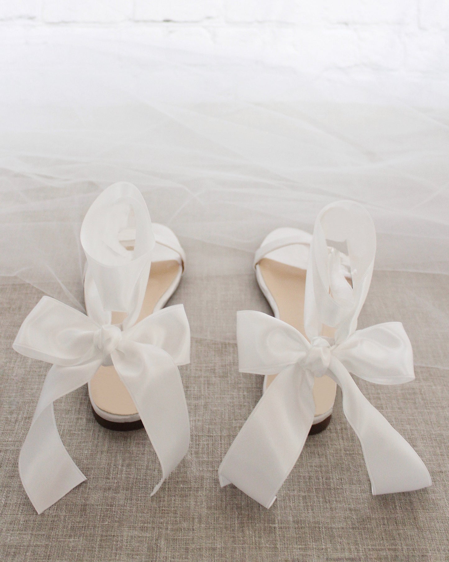 Girls Satin Flat Sandal with Wrapped Satin Tie