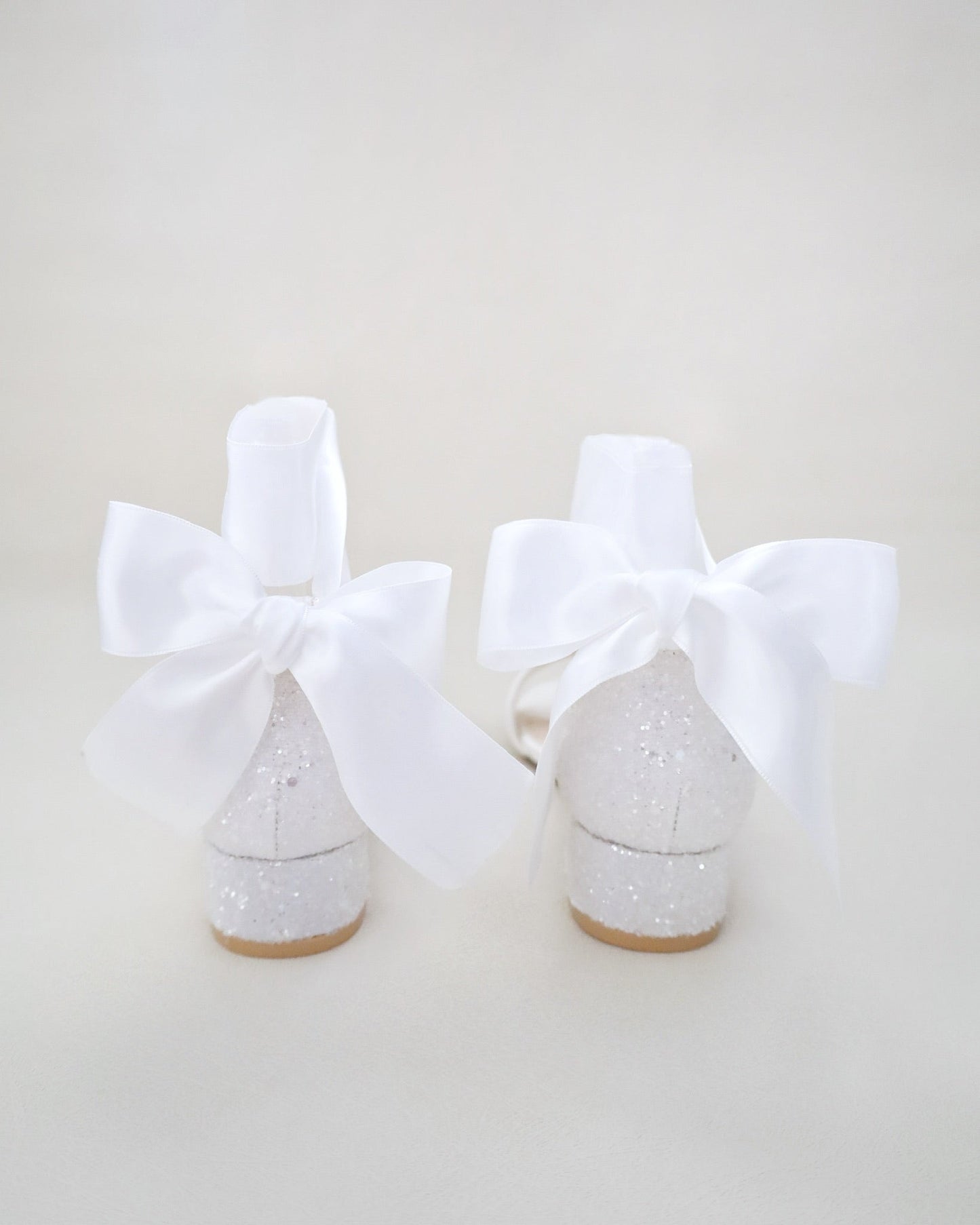 Rock Glitter Low Block Heel Girls Sandals with Wrapped Satin Tie