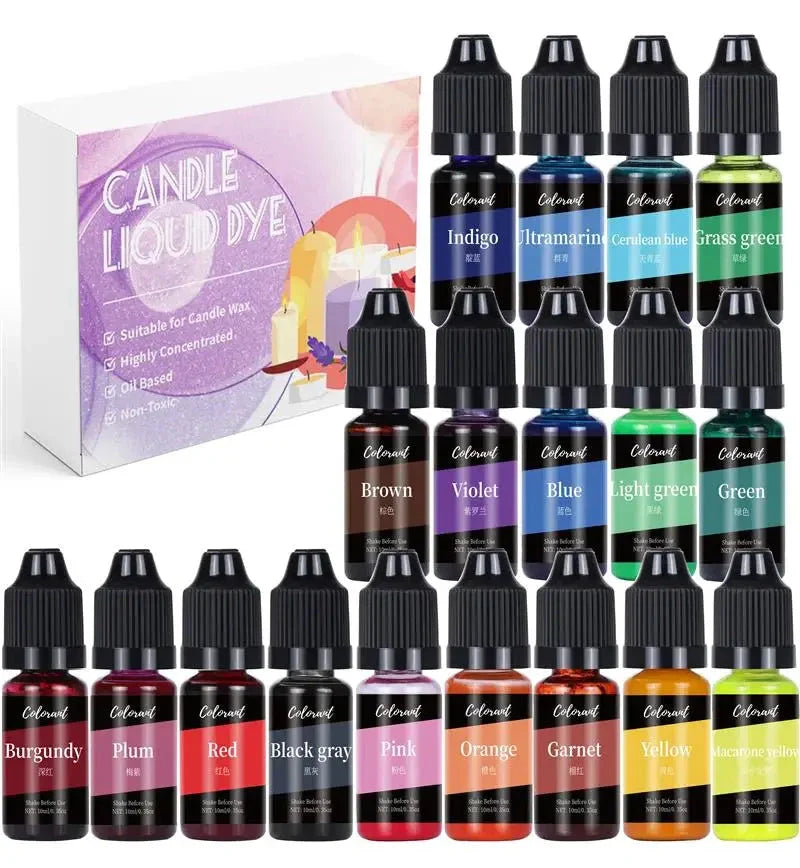 Candle Dyes Kit – Liquid Colorant Pigment Set for DIY Candle & Soap Making | Vibrant Wax Dye for Soy, Beeswax & Gel Candles