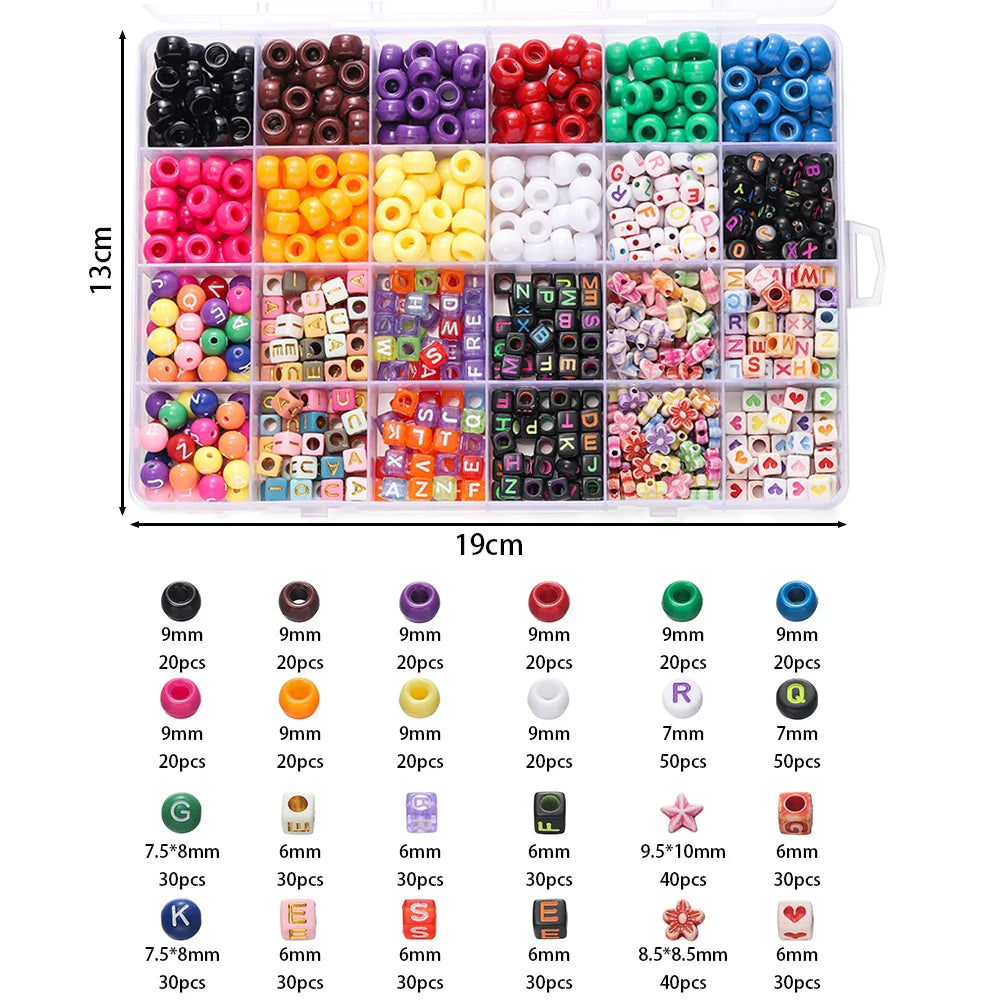 680PCS Colorful Acrylic Pony Beads & Square Letter Clay Spacer Beads – DIY Bracelet & Necklace Jewelry Making Kit