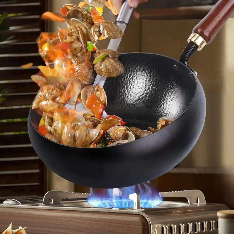 Thick Uncoated Iron Pot, Japanese Iron Pan, Uncoated Cast Iron Pot, Hand-Forged Non-Stick Pan without Coating, High-Purity Frying Pan, Cast Iron Skillet—Universal Kitchen Cookware Suitable for Gas and Induction Stoves.