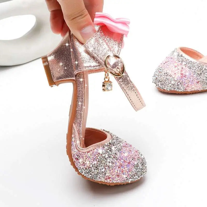 Girls High Heel Summer Rhinestone Sparkling Sandals