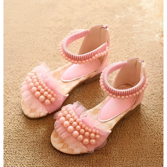 Pink Pearl Mesh Summer Girls Sandals